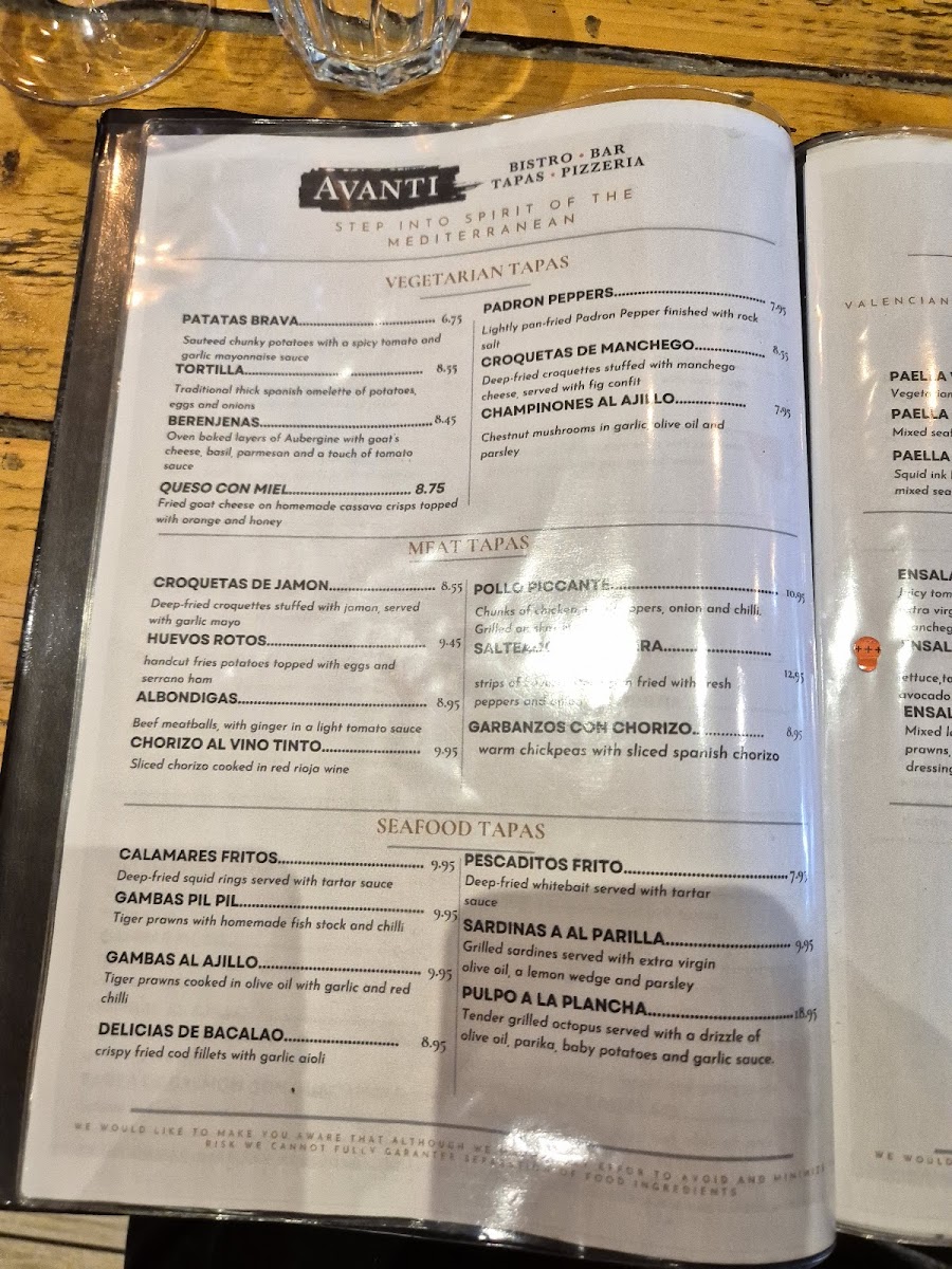 Avanti Chiswick Photo Menu 1