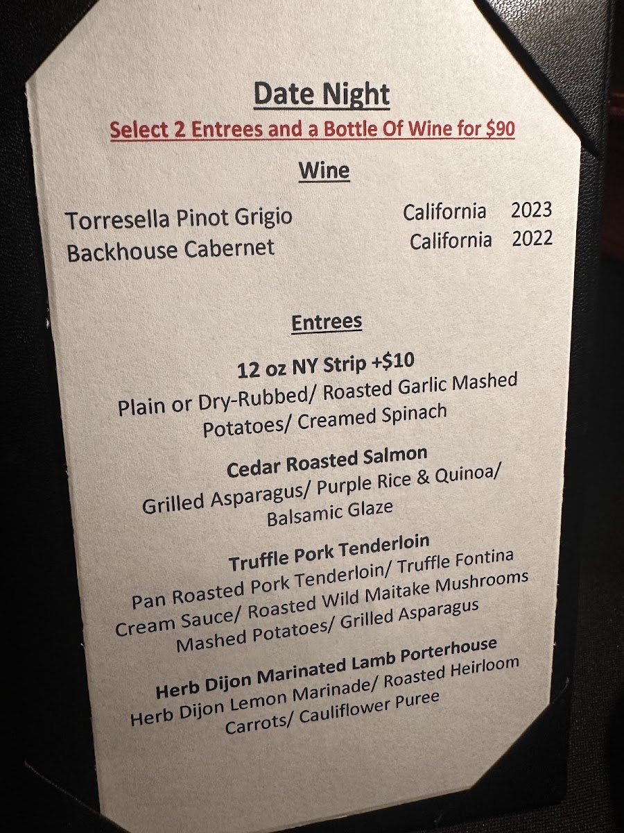 1 North Steakhouse Photo Menu 1