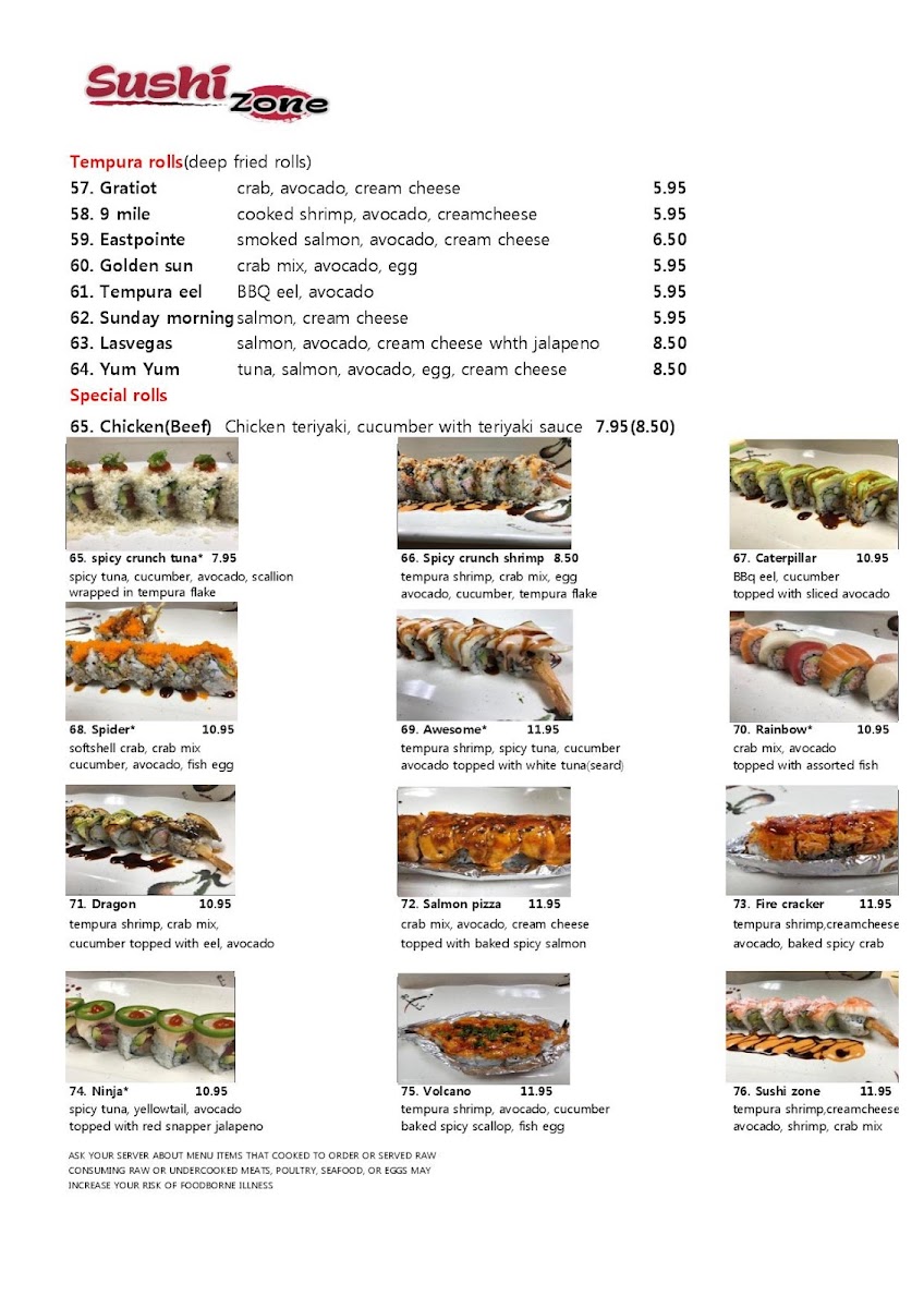 Sushi Zone Photo Menu 3