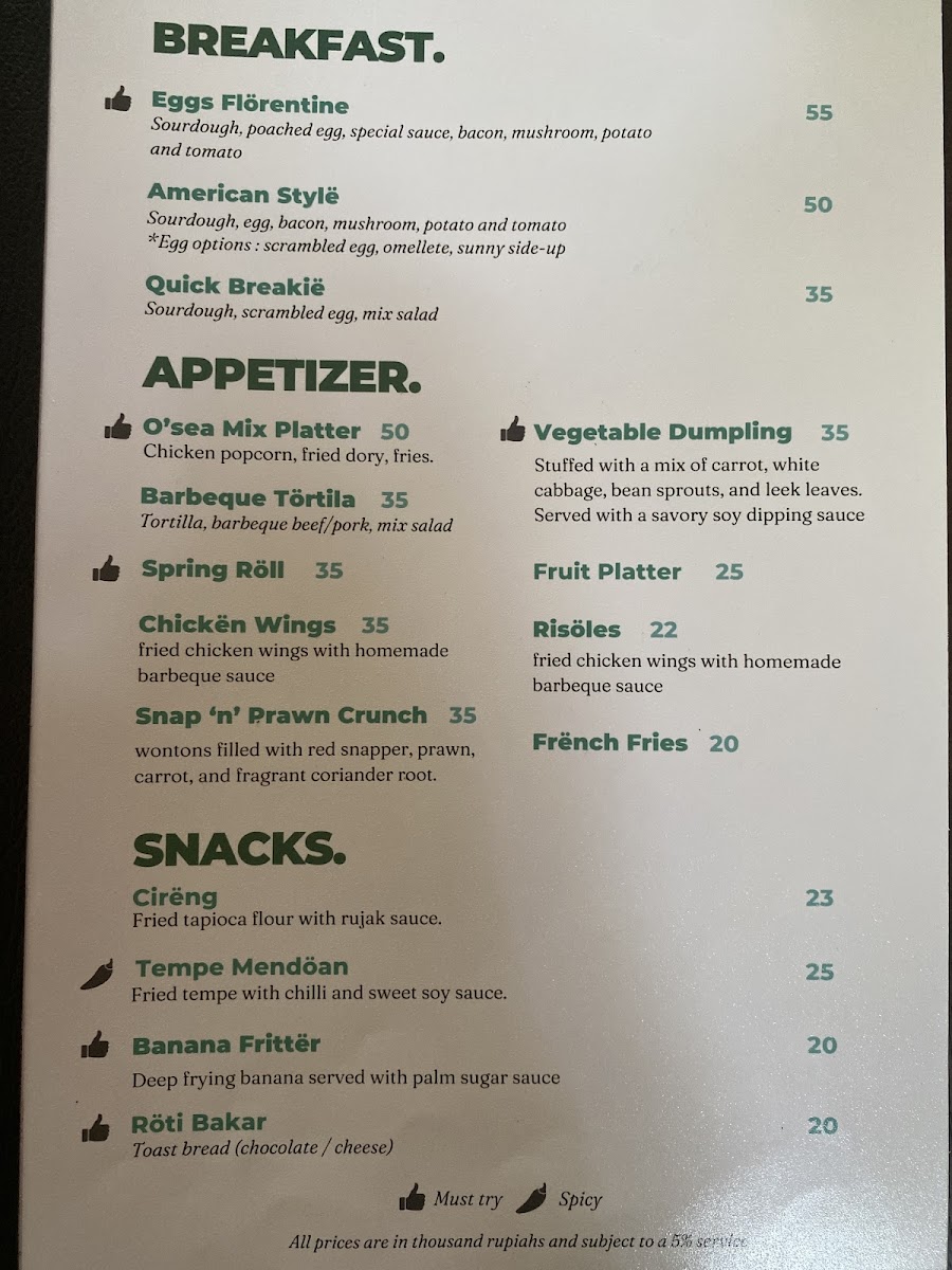 O’sea Coffee and Eatery Photo Menu 2