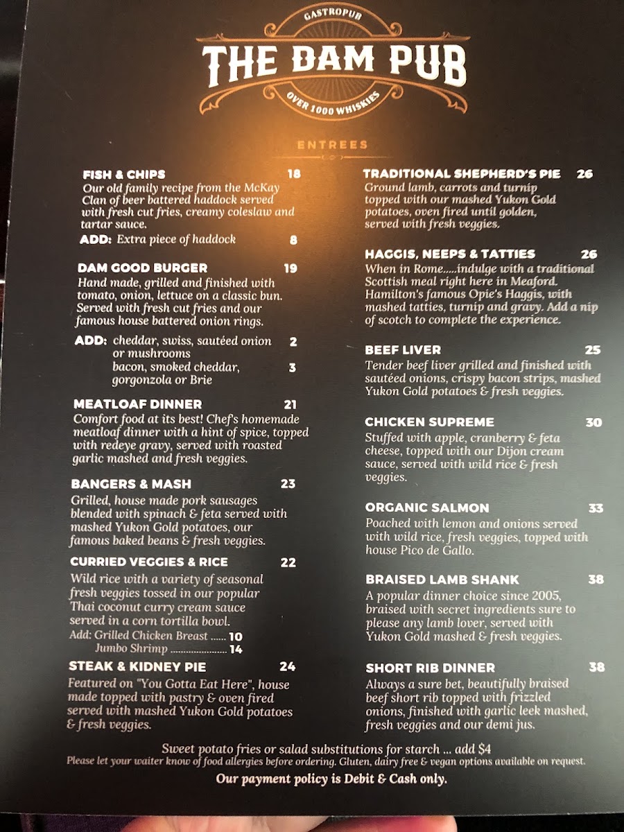 The Dam Pub Gastropub & Whisky Bar Photo Menu 1
