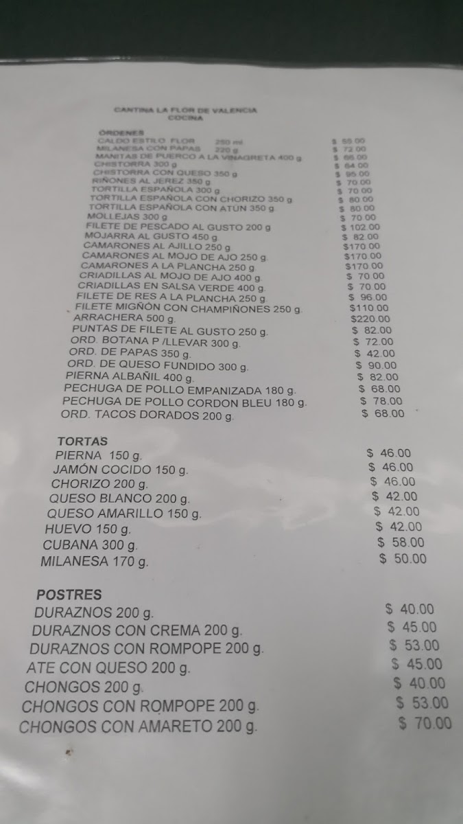 Cantina la Flor de Valencia Photo Menu 7