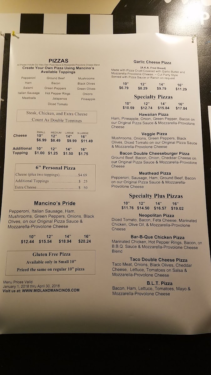 Mancino's Pizza & Grinders Photo Menu 2