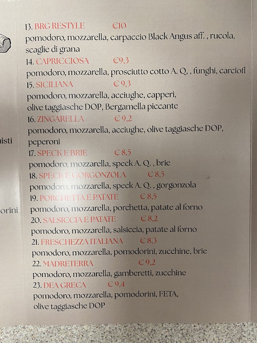 Primo Amore Photo Menu 1