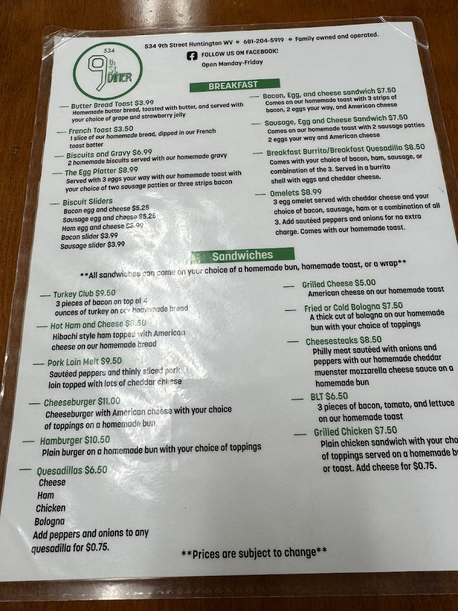 9th Street Diner Photo Menu 2