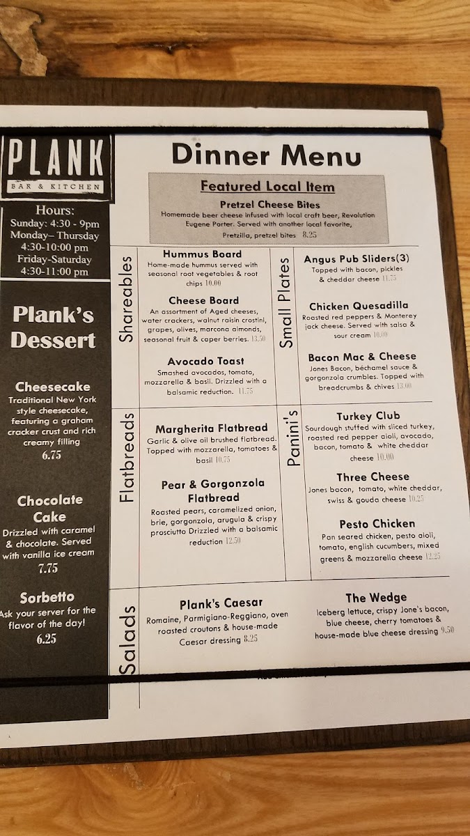 Plank Bar & Kitchen Photo Menu 3