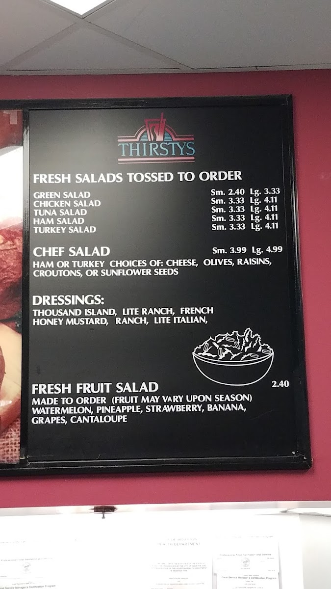 Thirsty's Photo Menu 1
