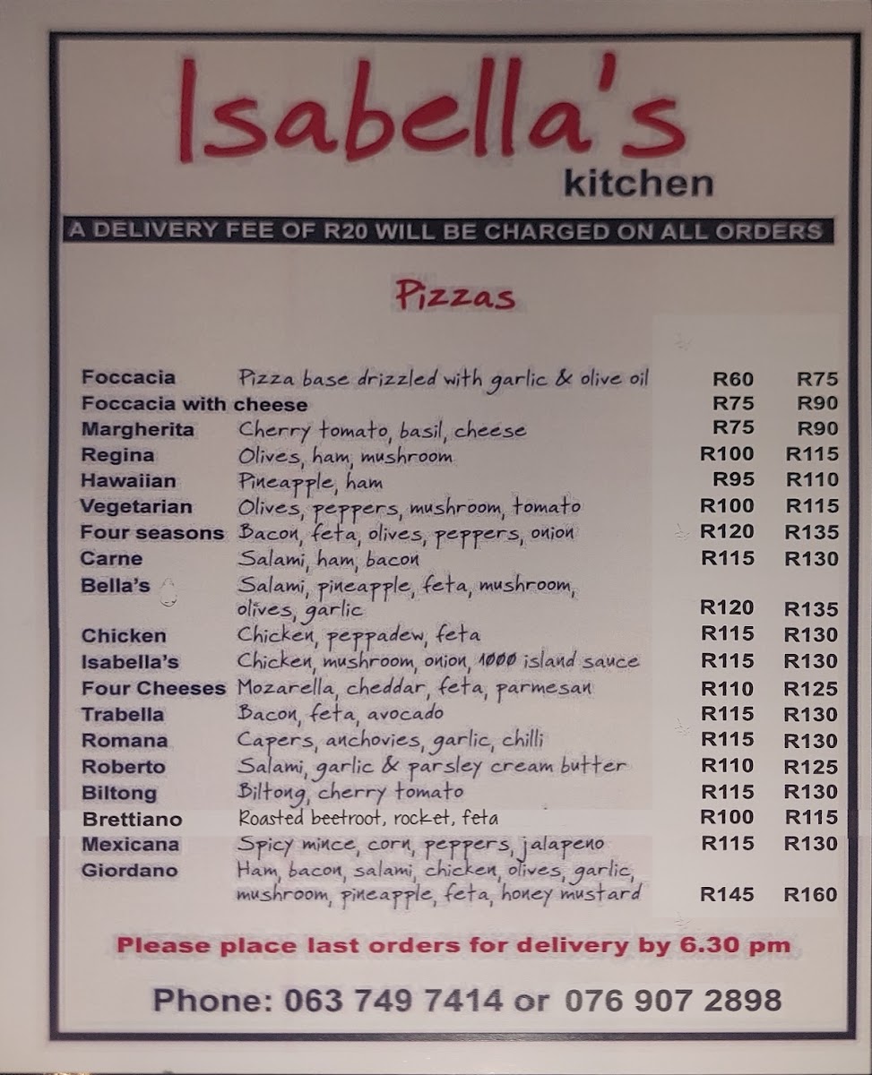 Isabella's Kitchen Photo Menu 4