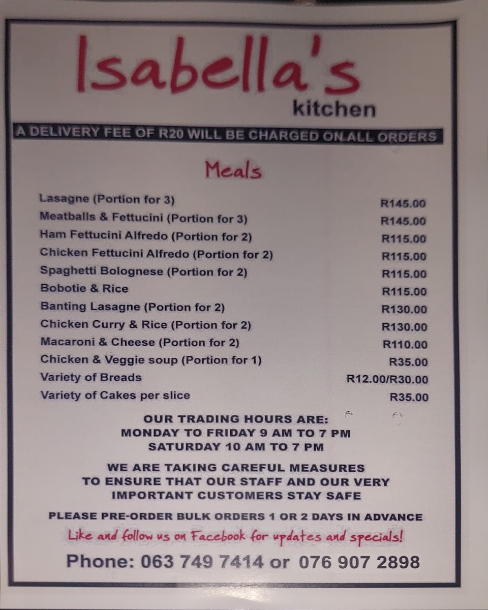 Isabella's Kitchen Photo Menu 5