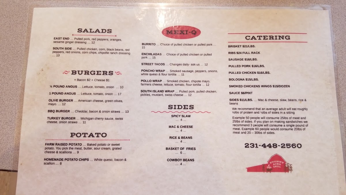 Stoney Acre Grill & Pub Photo Menu 1