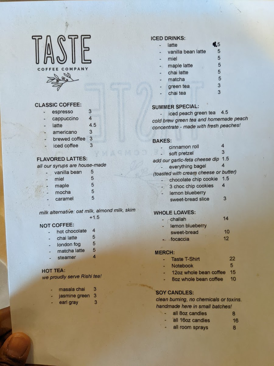 Taste Coffee Company Photo Menu 6