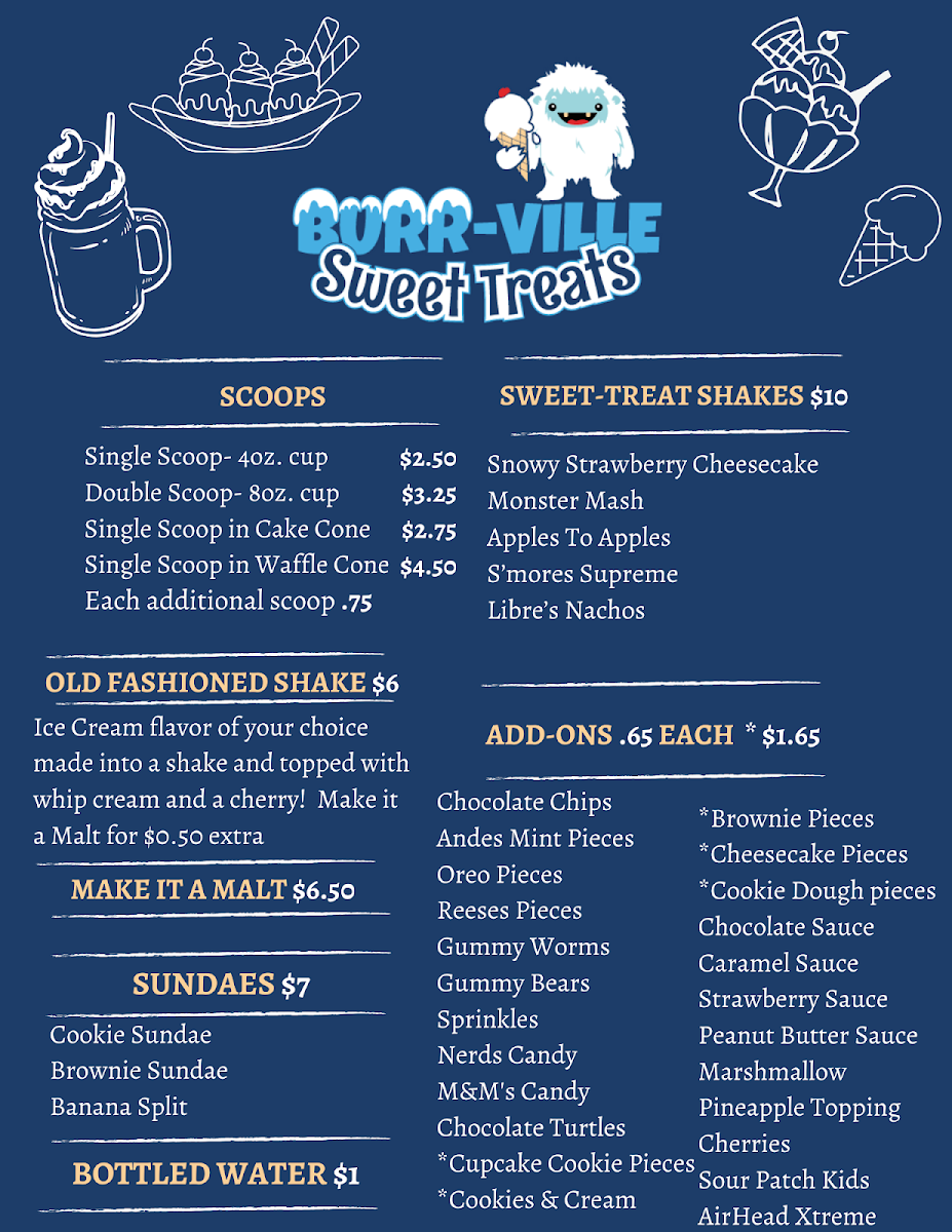 Burr Ville Sweet Treats Photo Menu 1