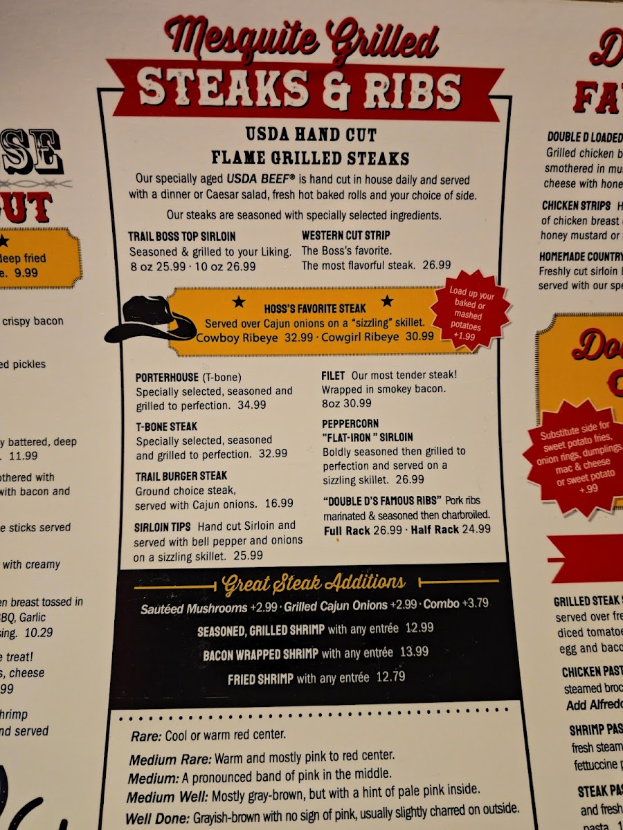 Double D Steak House Photo Menu 1