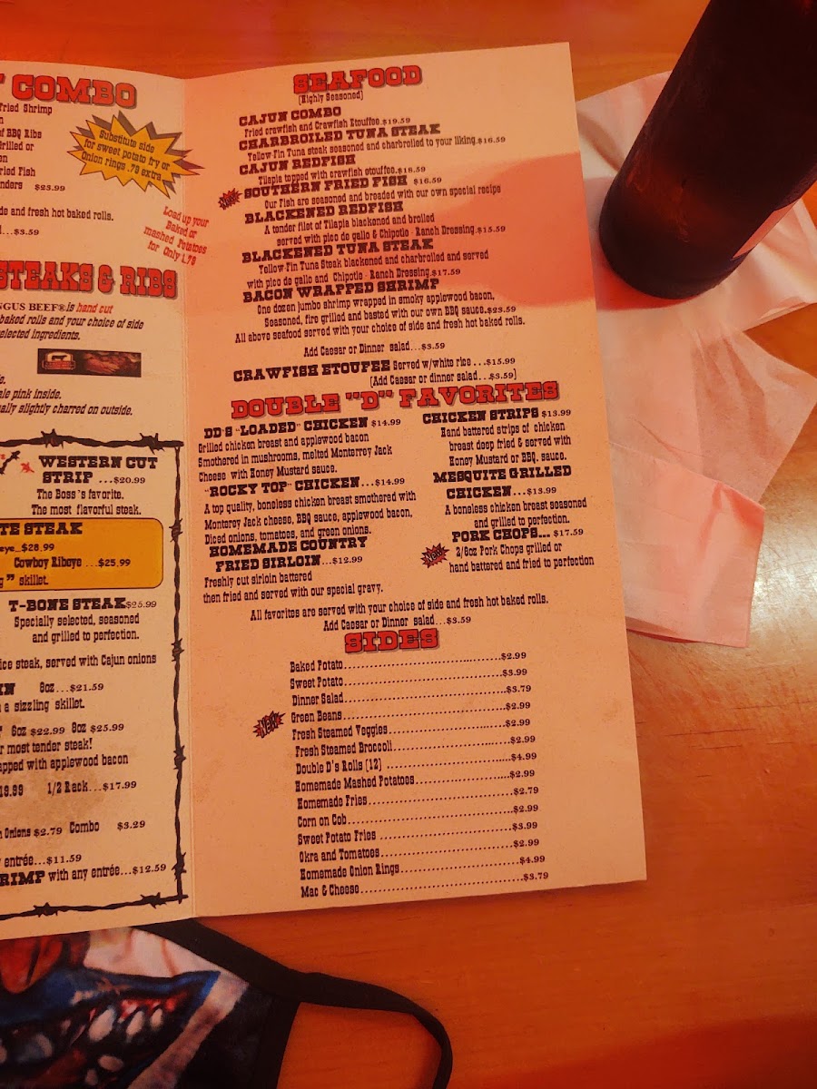 Double D Steak House Photo Menu 2