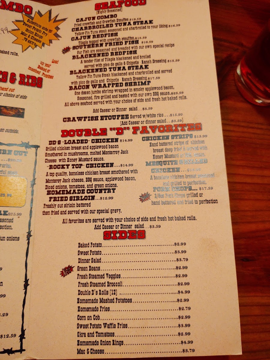 Double D Steak House Photo Menu 4