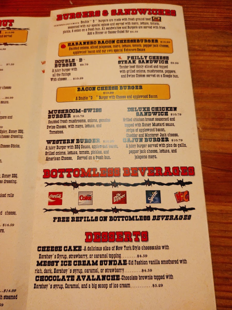 Double D Steak House Photo Menu 5