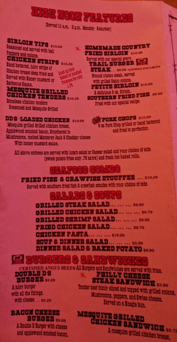 Double D Steak House Photo Menu 9