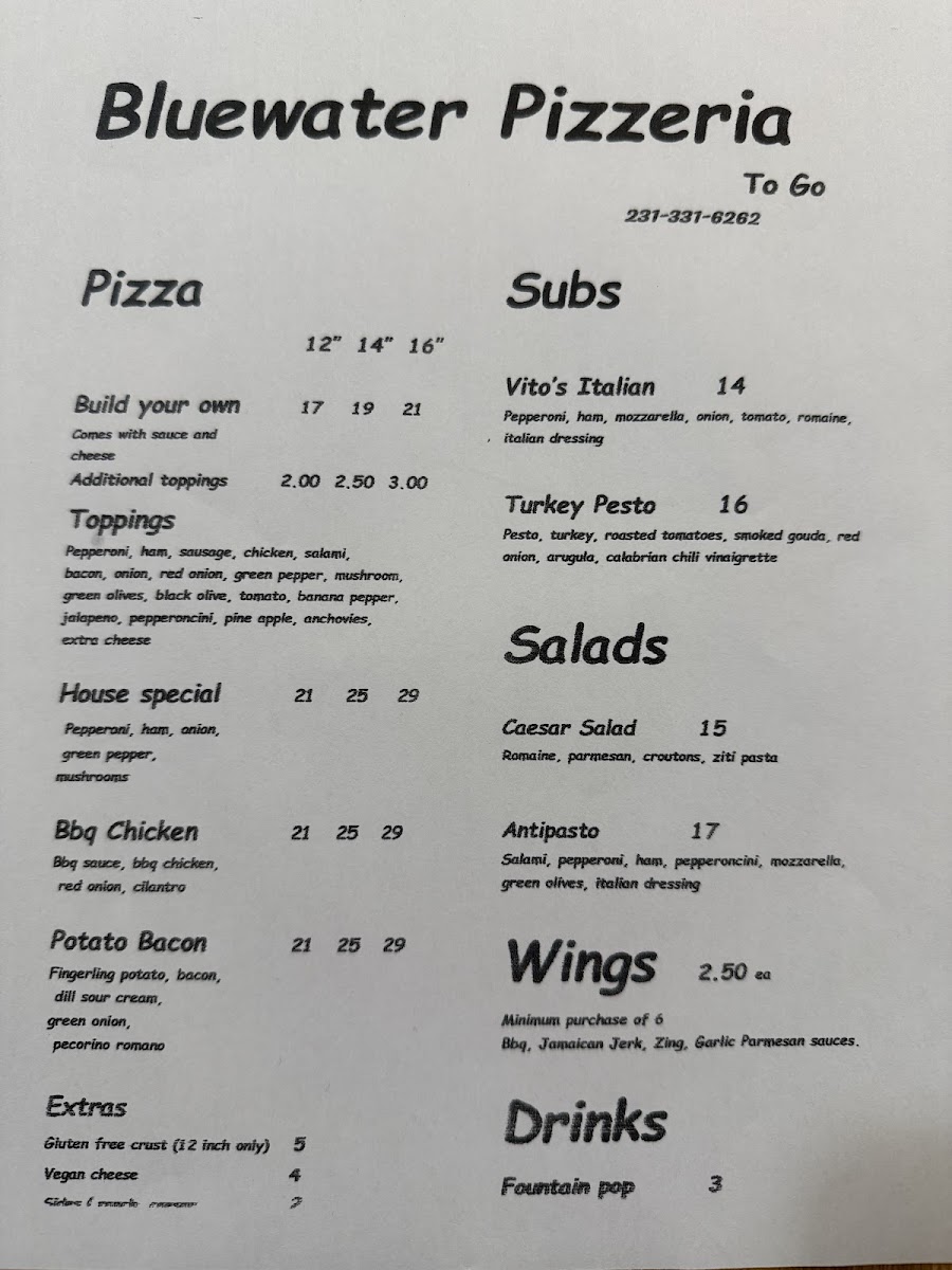 Bluewater Bistro & Pizzeria Photo Menu 2