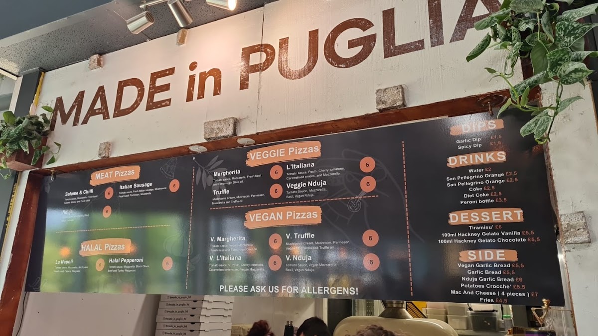 Made in Puglia Hackney wick Photo Menu 2