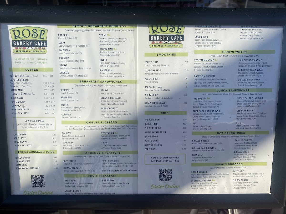Rose Bakery Cafe Irvine Photo Menu 1