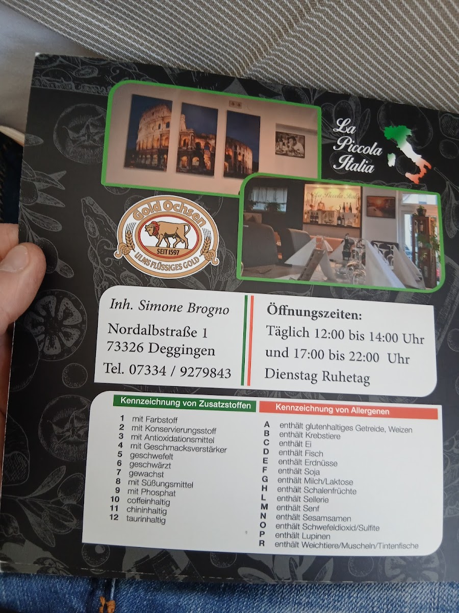 La Piccola Italia Pizzeria Ristorante Deggingen Photo Menu 1