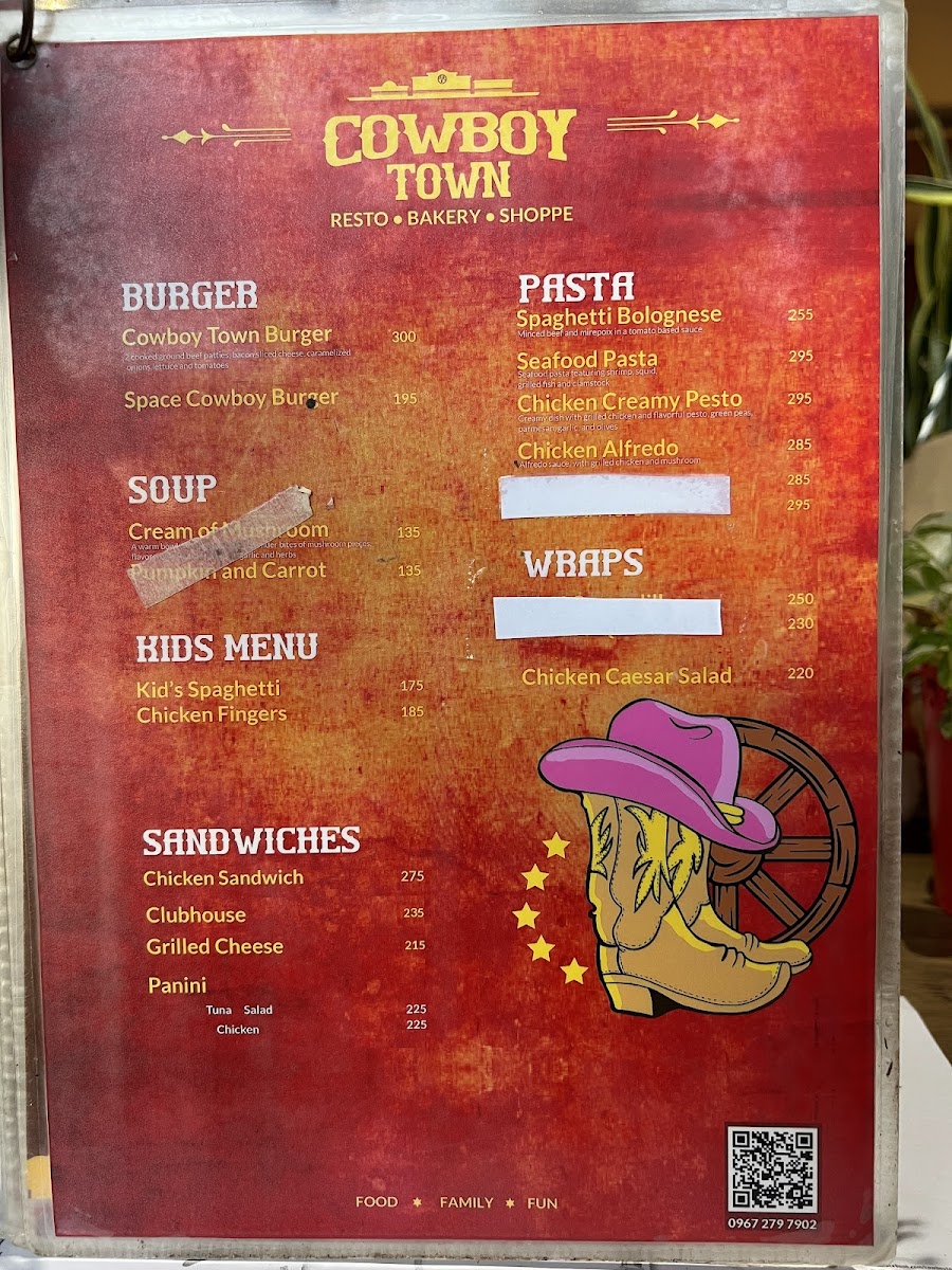 Cowboy Town Resto, Bakery and Shoppe Photo Menu 1