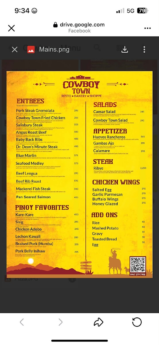 Cowboy Town Resto, Bakery and Shoppe Photo Menu 6