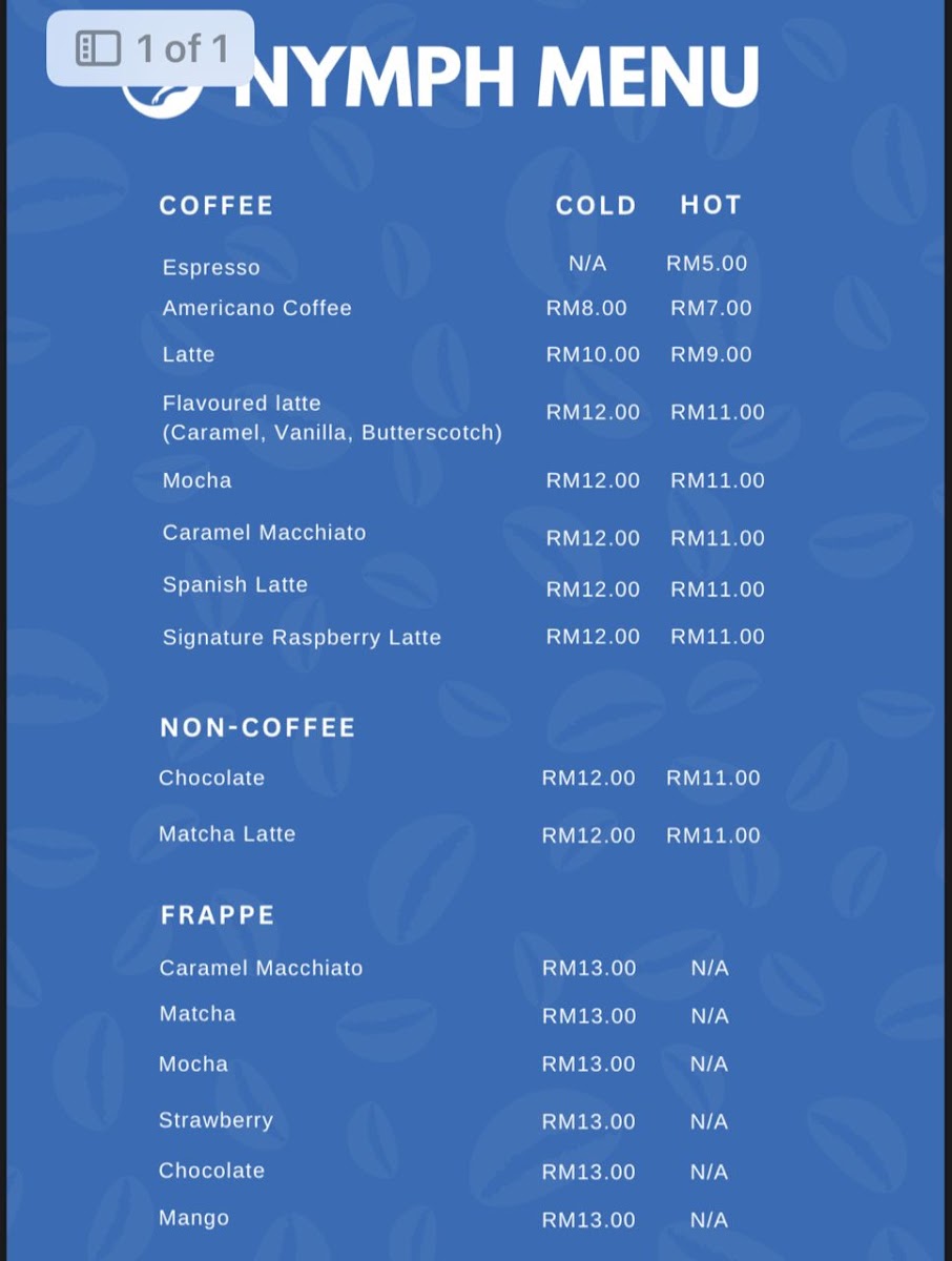 Nymph Coffee Photo Menu 3