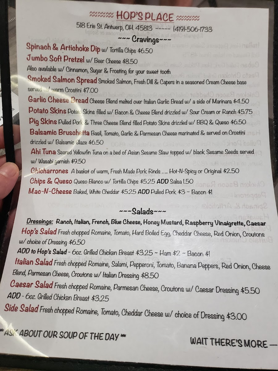 Hop's Place Photo Menu 4