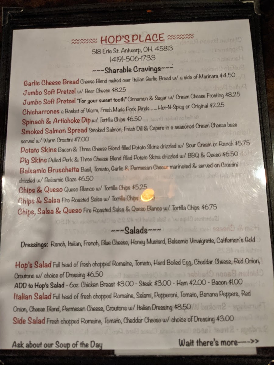 Hop's Place Photo Menu 6