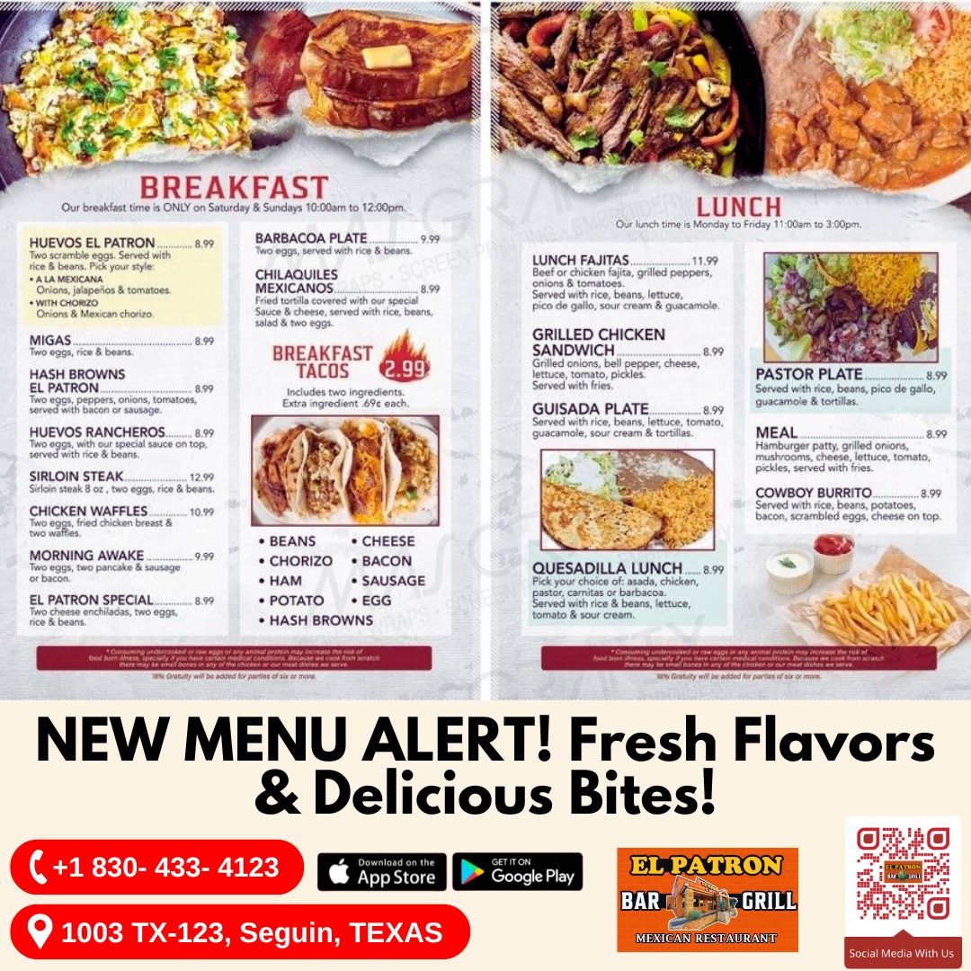 El Patron Bar & Grill Mexican Restaurant Photo Menu 1