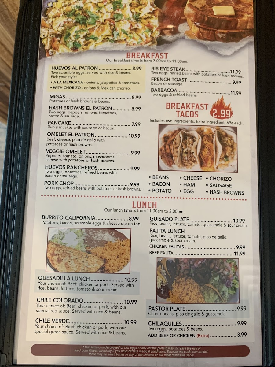 El Patron Bar & Grill Mexican Restaurant Photo Menu 9