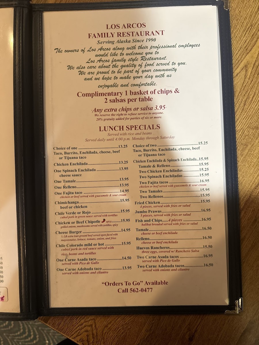 Los Arcos Mexican Restaurant Photo Menu 4