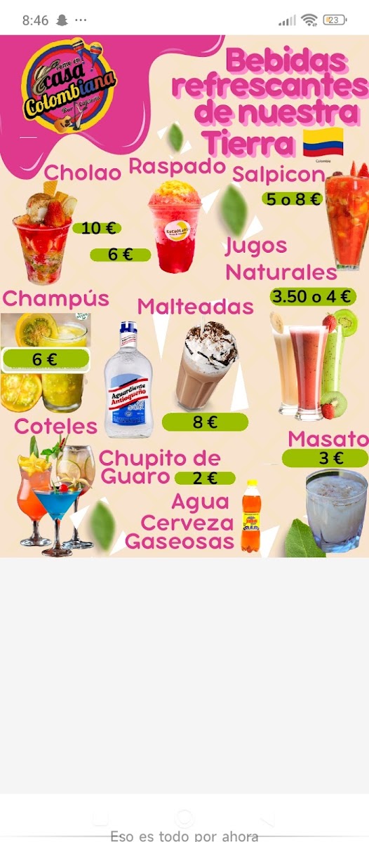 Como en casa Colombiana Photo Menu 7