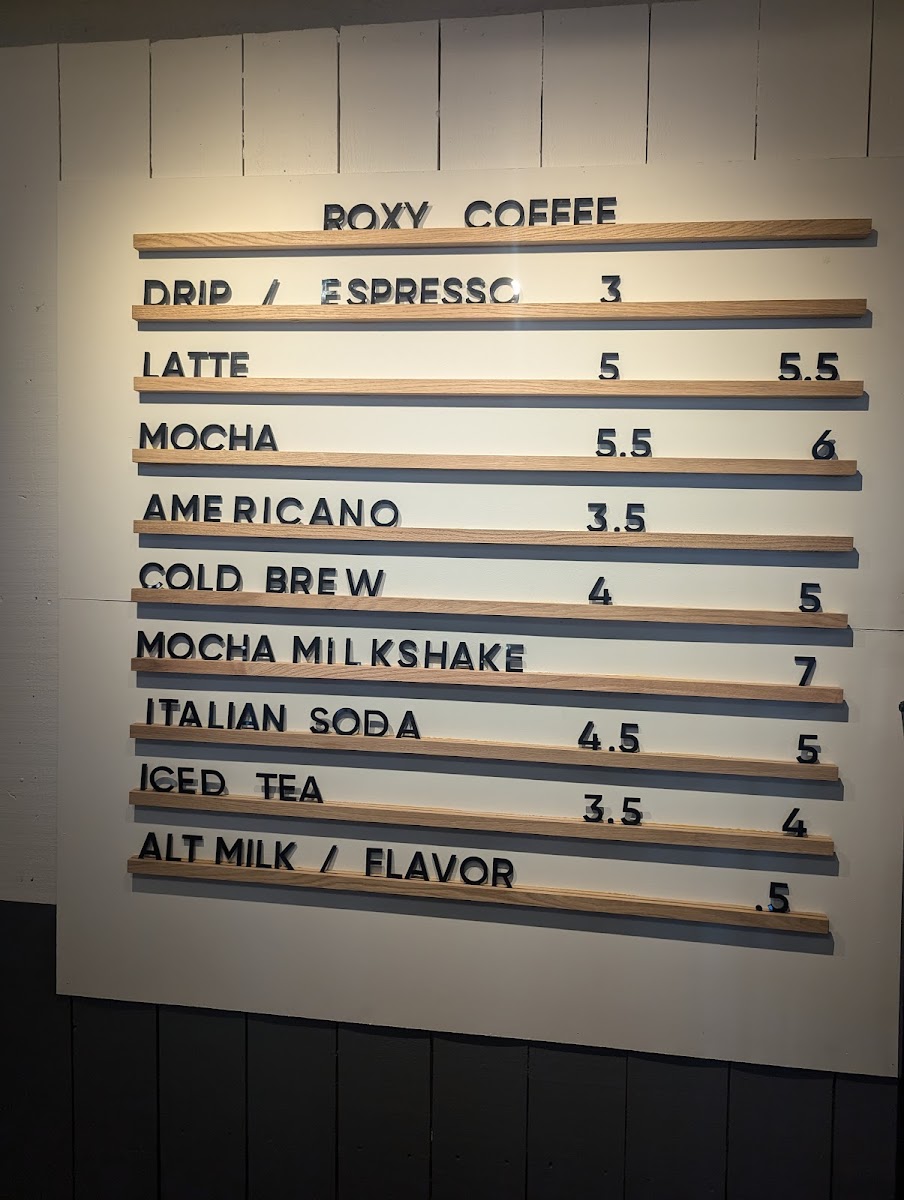 ROXY Coffee Photo Menu 1
