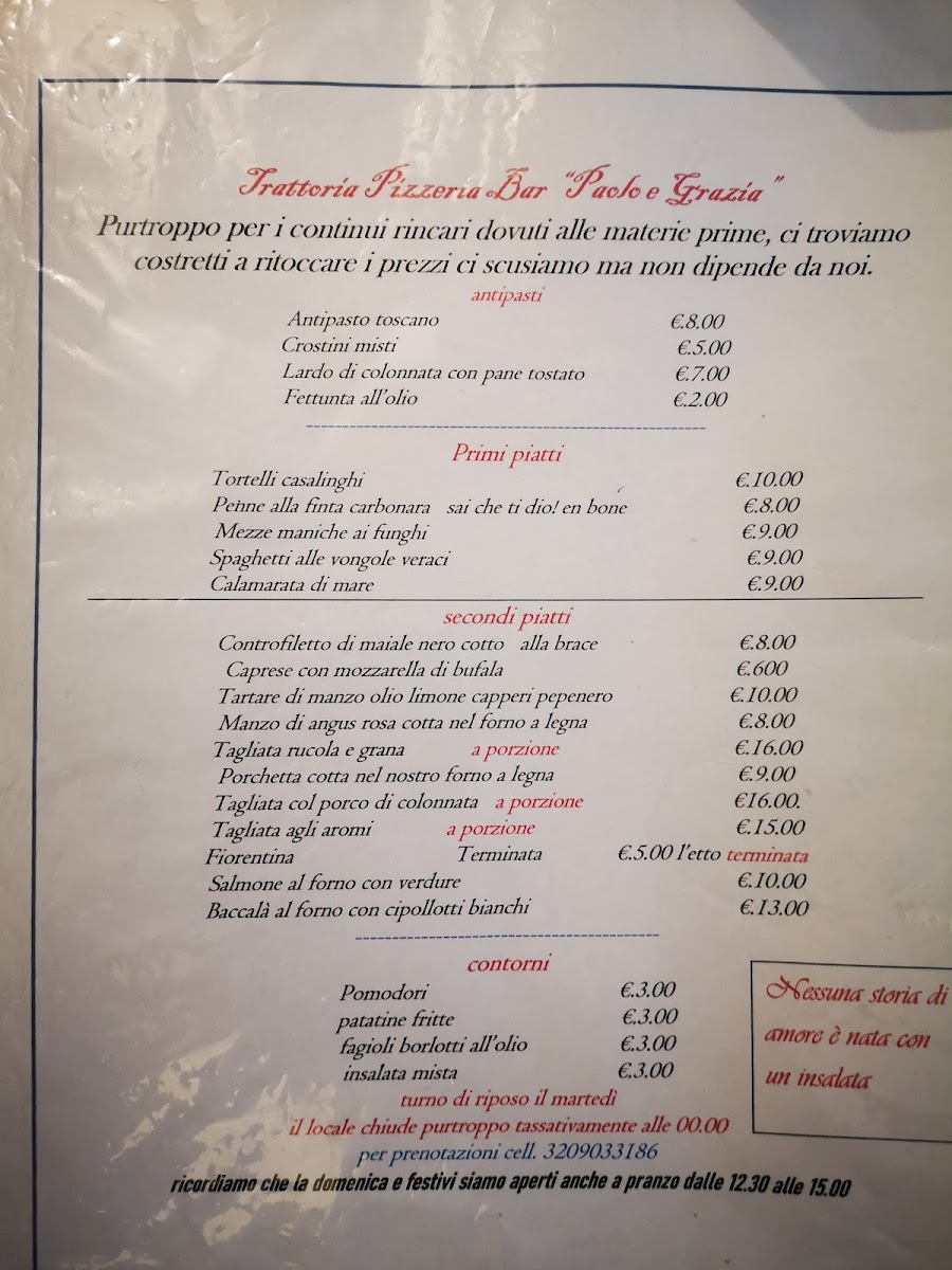 Trattoria Pizzeria Paolo e Grazia Photo Menu 1