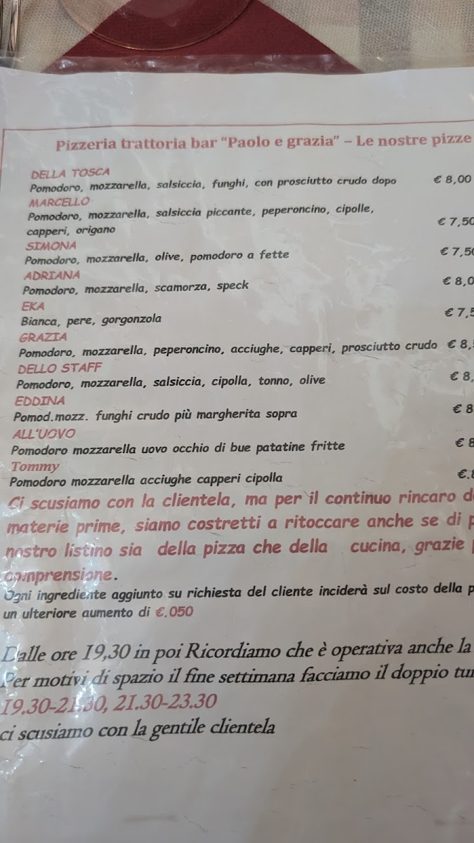 Trattoria Pizzeria Paolo e Grazia Photo Menu 5