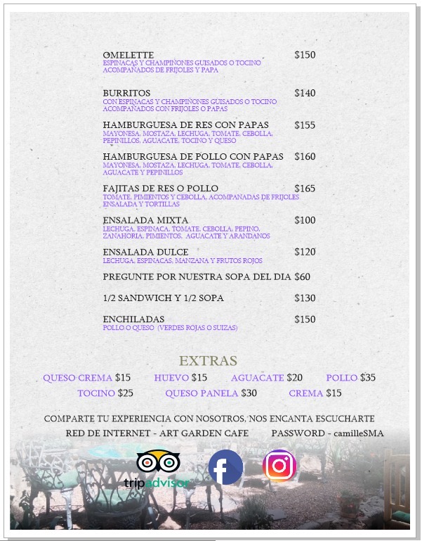 Art Garden Cafe Photo Menu 1