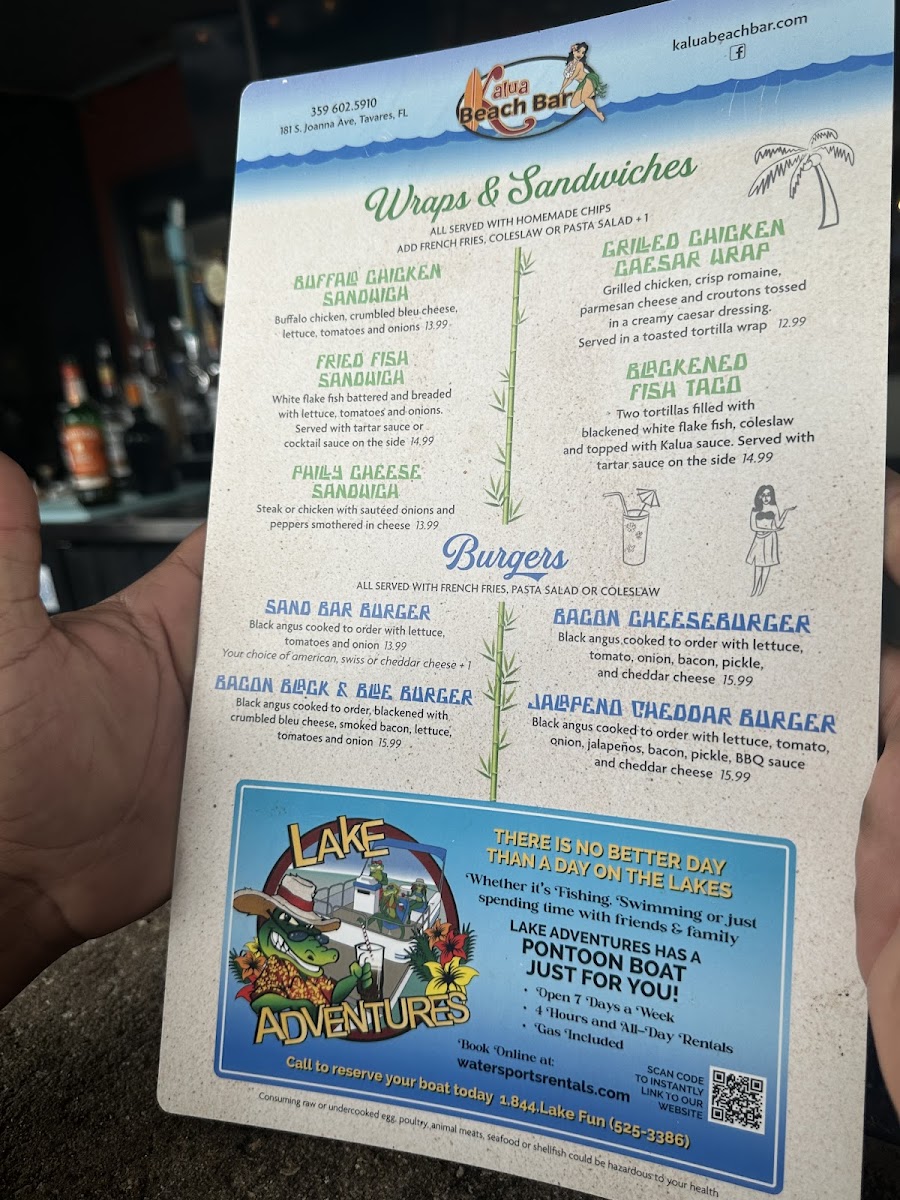 Kalua Beach Bar Photo Menu 1