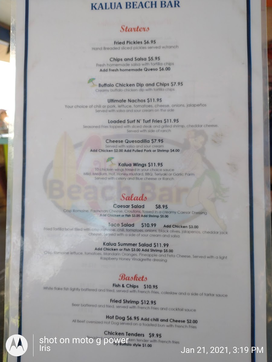 Kalua Beach Bar Photo Menu 9