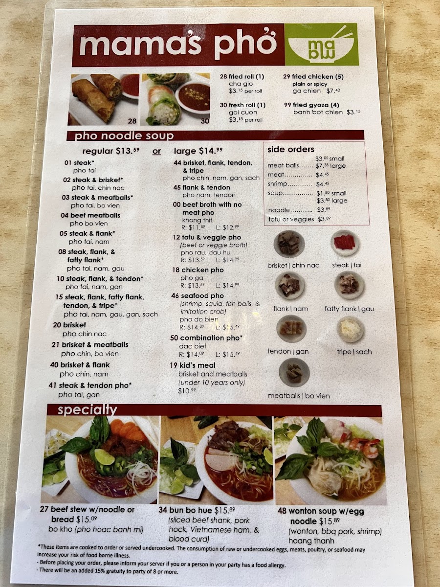 MaMa’s Pho Photo Menu 1
