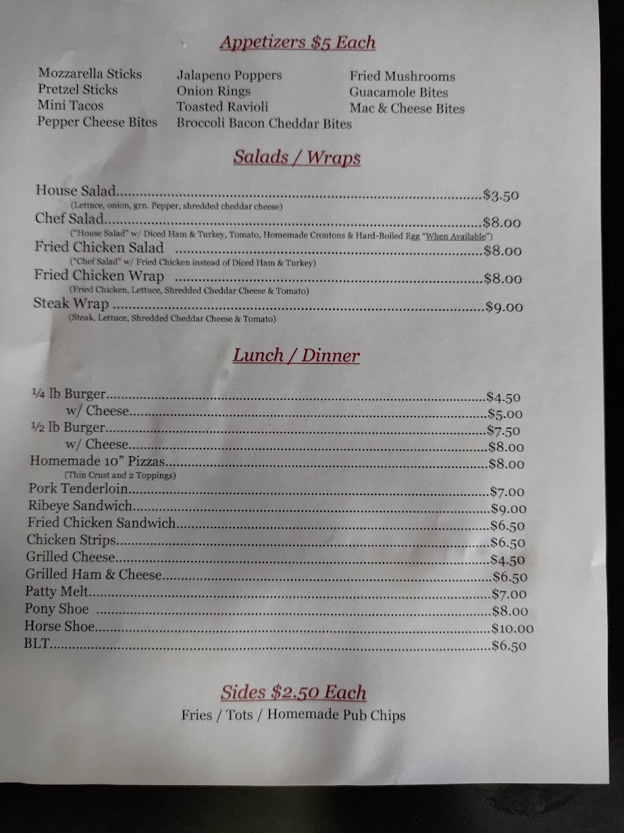 Sparky's Bar & Grill Photo Menu 2