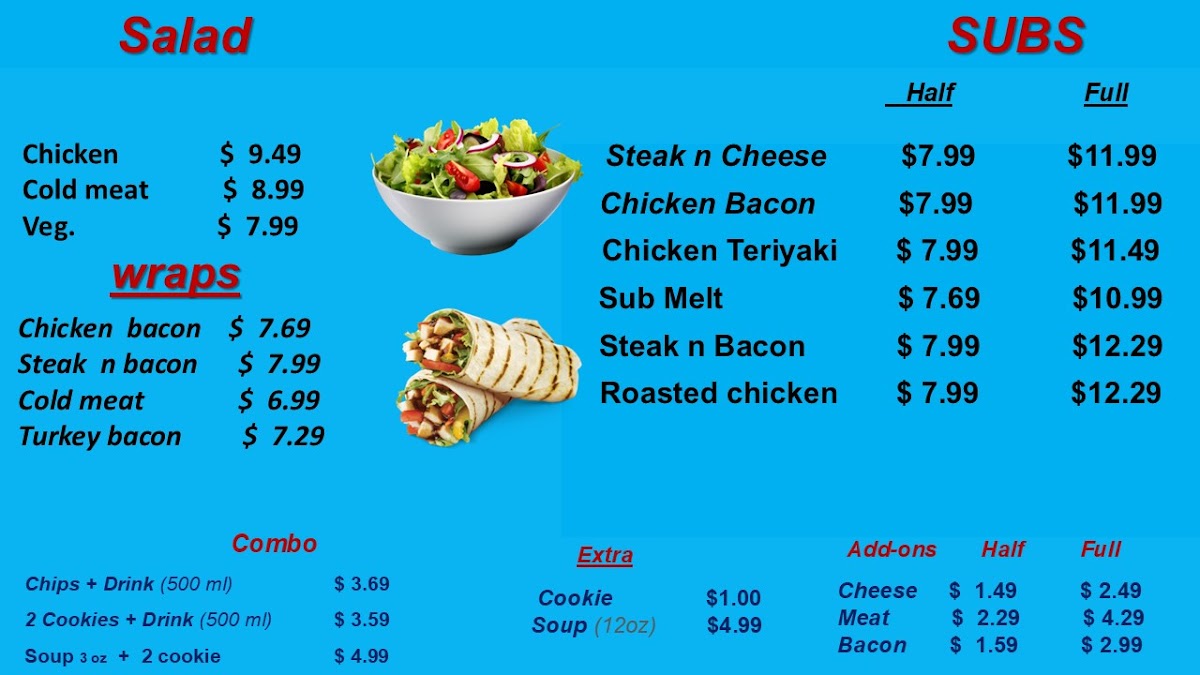 Prescott Sub Shop Photo Menu 1