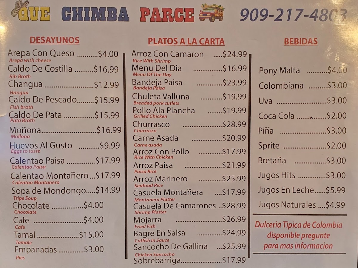 Que Chimba Parce Photo Menu 1