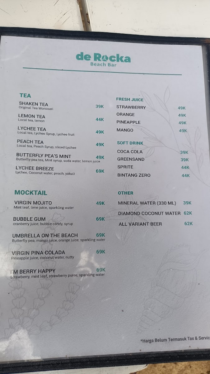 DE ROCKA BEACH BAR Photo Menu 1