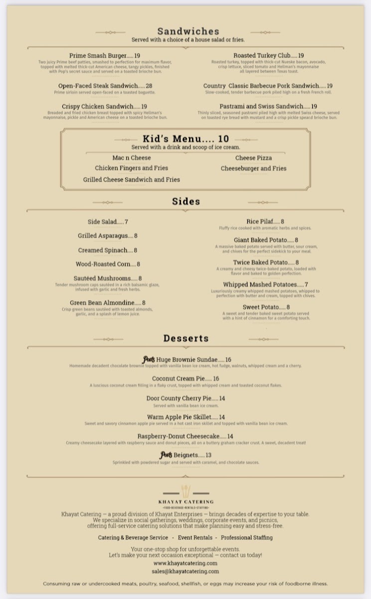 Pop's Uptown Supper Club Photo Menu 4