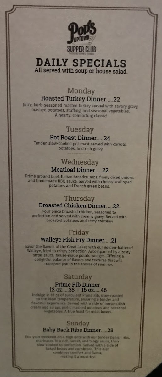 Pop's Uptown Supper Club Photo Menu 9