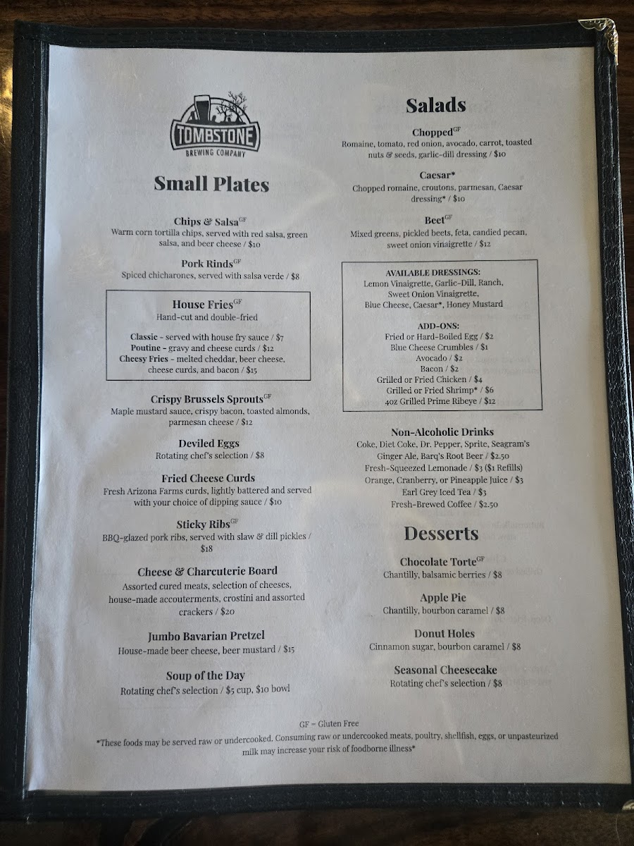 Tombstone Brewing West End Photo Menu 3