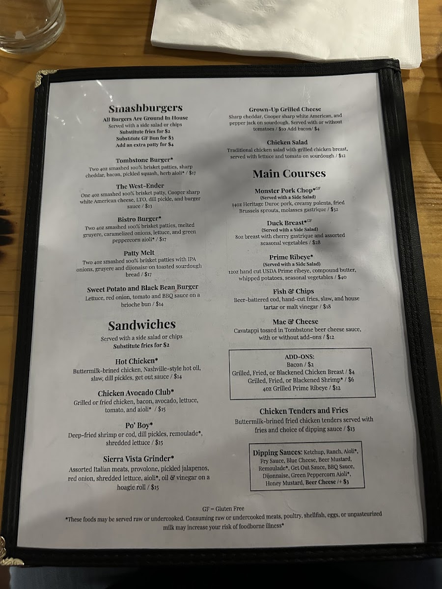Tombstone Brewing West End Photo Menu 7