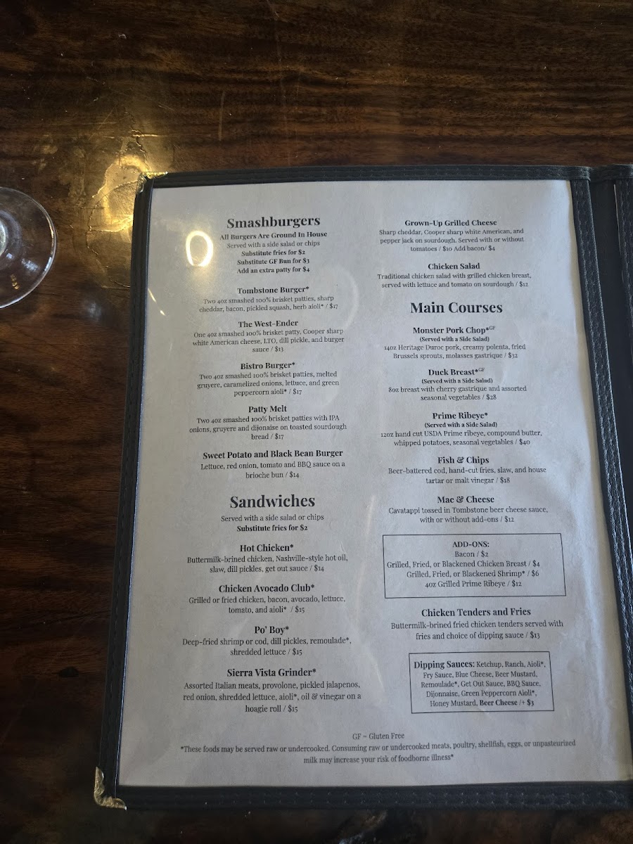 Tombstone Brewing West End Photo Menu 8